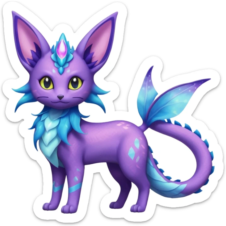 Shiny Nebulae Delcatty-Purrloin-Espeon-Lumineon-Vaporeon-Amaura-Dragonair-Fakémon-hybrid-creature (full body)  sticker