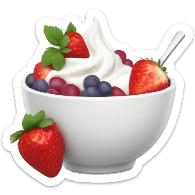 fruit yogurt bowl with strawberries and grapes sticker