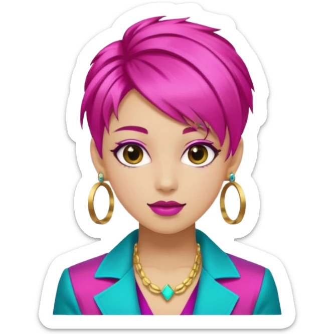 A stylish young idol in colorful stage outfit, trendy hairstyle with dyed highlights sticker