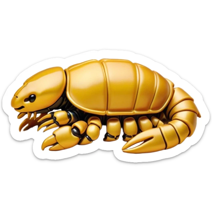 Meme-Worthy Cute Sleeping Emperor Scorpion Portrait Emoji, Head resting peacefully with a contented smile, showcasing a robust build and a luxuriously soft, textured exoskeleton, eyes gently closed in a serene, restful repose, Simplified yet hilariously adorable features, highly detailed, glowing with a soft, drowsy light, high shine, relaxed and utterly lovable, stylized with an air of playful laziness, soft glowing outline, capturing the essence of a sleeping scorpion that feels destined to become the next viral sensation of adorable rest! sticker