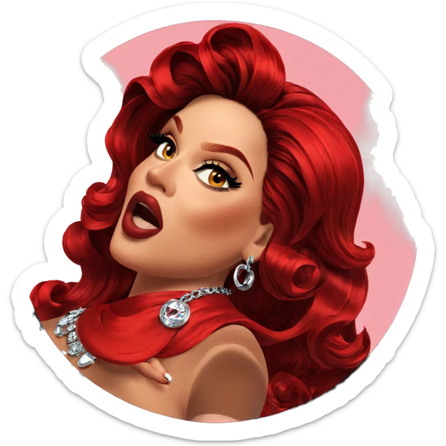 red-haired girl with jewelry sticker