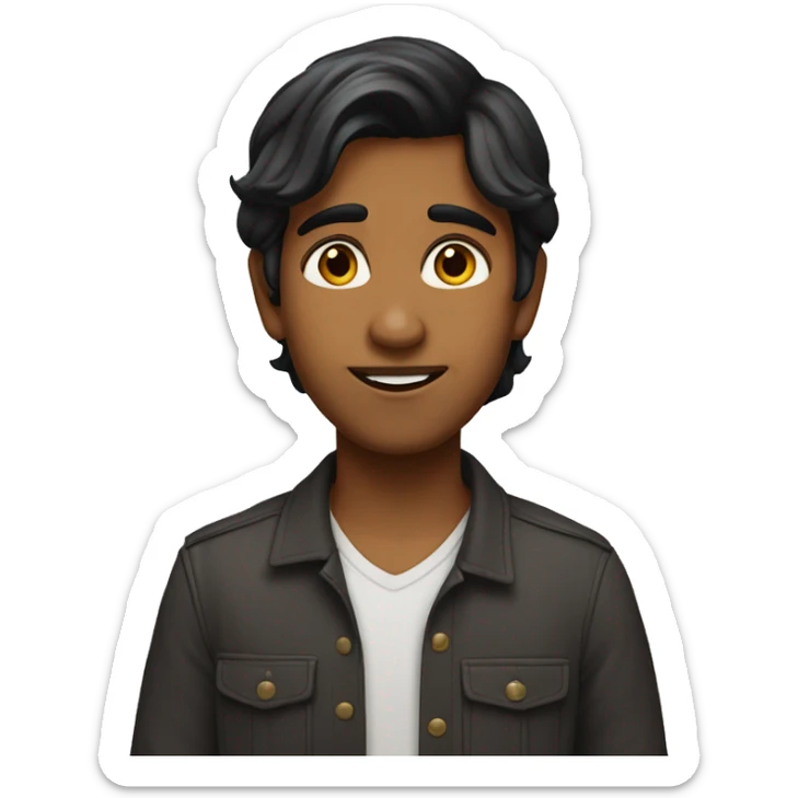 emoji of indian boy fair looking medim length hair sticker