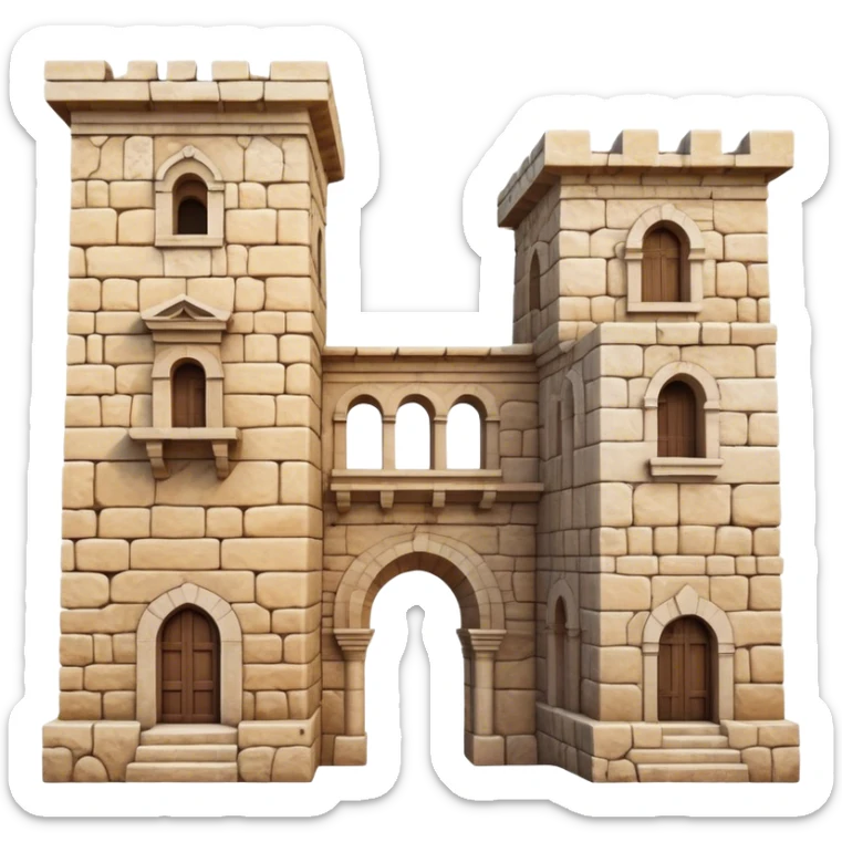 Cinematic Realistic Byblos Old City Landmark Emoji, depicted with ancient, weathered stone structures rendered with lifelike detail and nostalgic, warm lighting. sticker