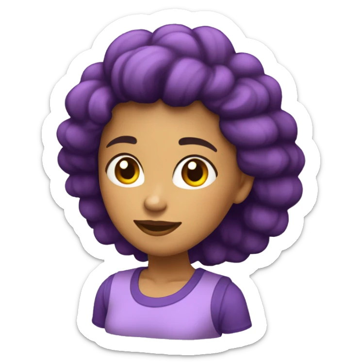 chica de pelo largo color castaño y blusa sin mangas color morado sticker