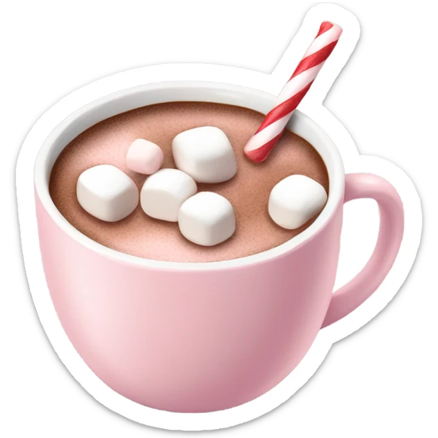 Light Pink mug of hot chocolate with marshmallows  sticker