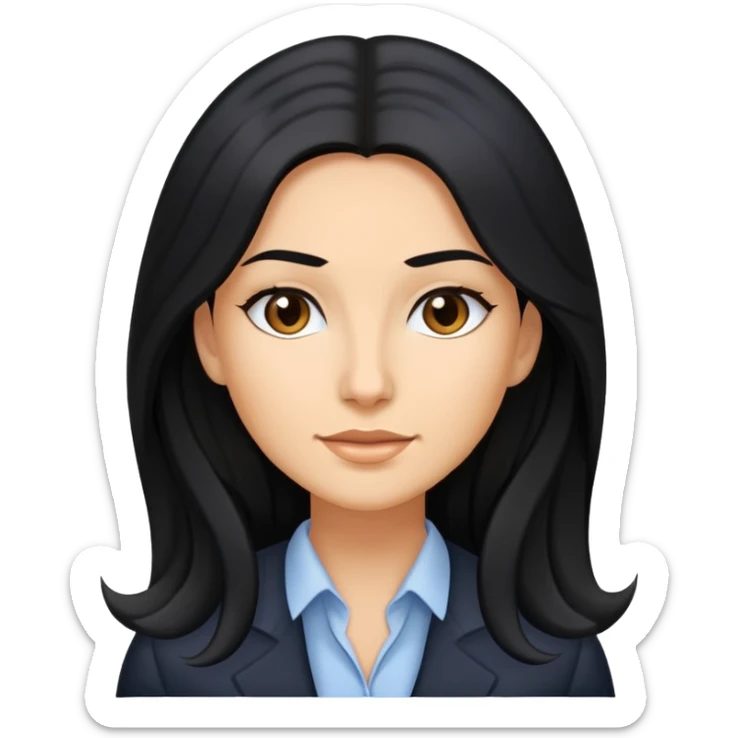 Business woman caucasian long black hair girl sticker