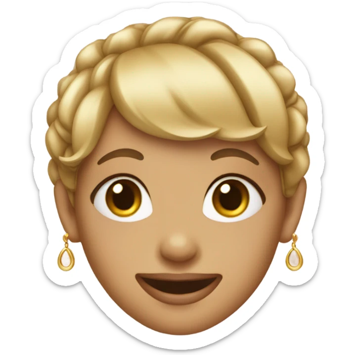 smiling girl with earrings and Karen haircut sticker