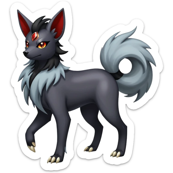 Shiny Exotic Excessive Mysterious Houndoom-Mightyena-Zorua-Pokémon-Fakémon-hybrid-creature (full body) sticker