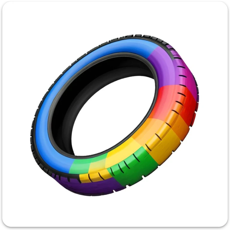 LGBT pride flag background vibrant and bold, black tire skid marks across it, realistic and artistically integrated, compact high contrast clear emoji style sticker