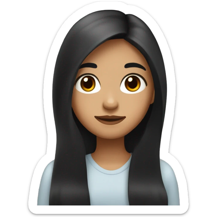 Girl with black long hair and brown eyes and light brown skin with a mole on her left side of her nose sticker