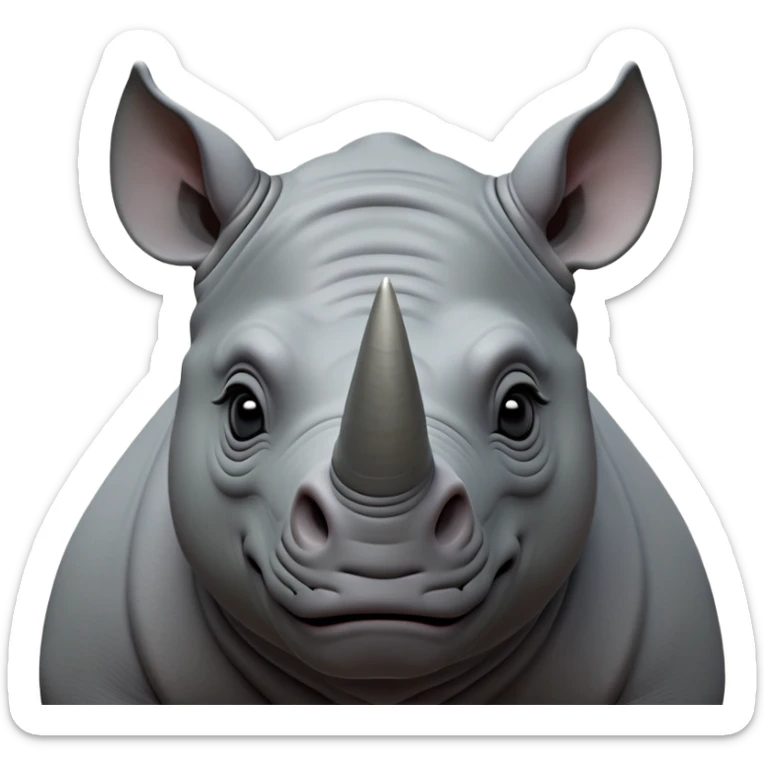 cinematic-noble-rhinoceros-portrait-emoji,-poised,-with-a-massive,-powerful-build-and-a-thick,-hide-of-slate-gray,-deep-set-soulful-piercing-eyes,-simplified-yet-sharp-and-sophisticated-features,-highly-detailed, with large black eyes, szoomed out showing houlders sticker
