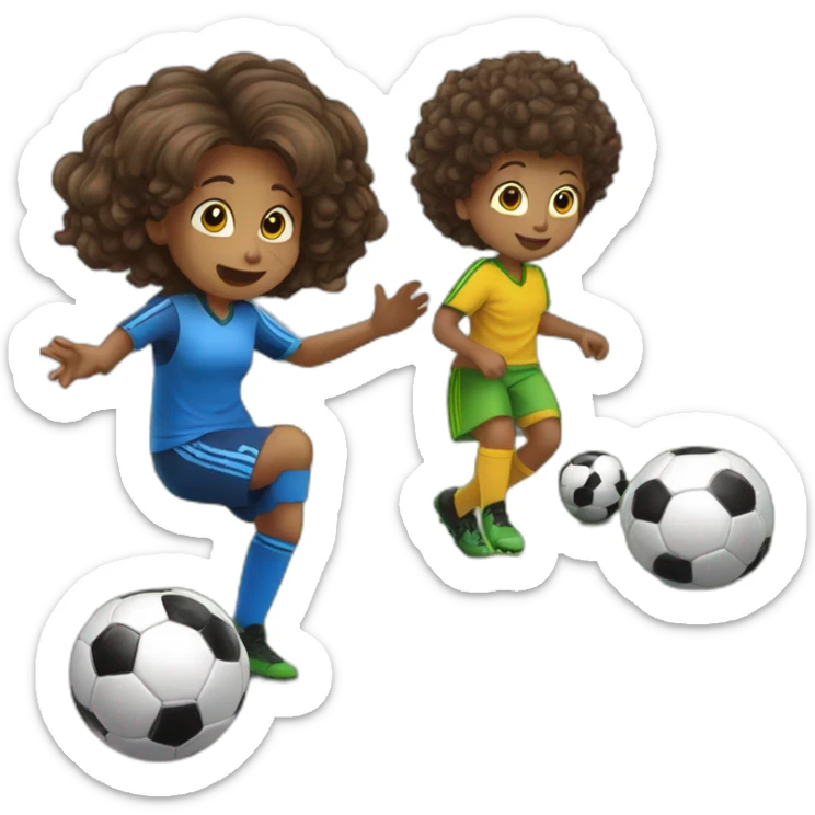 5 children playing soccer, one of them is about to score and the goalkeeper is ready to make a save sticker