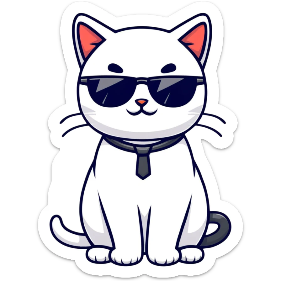 cat wearing cool sunglasses proudly showing off his new tuxedo, stylish, confident pose sticker