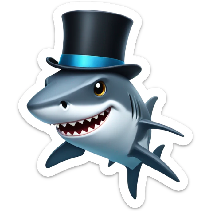Shark with a top hat sticker