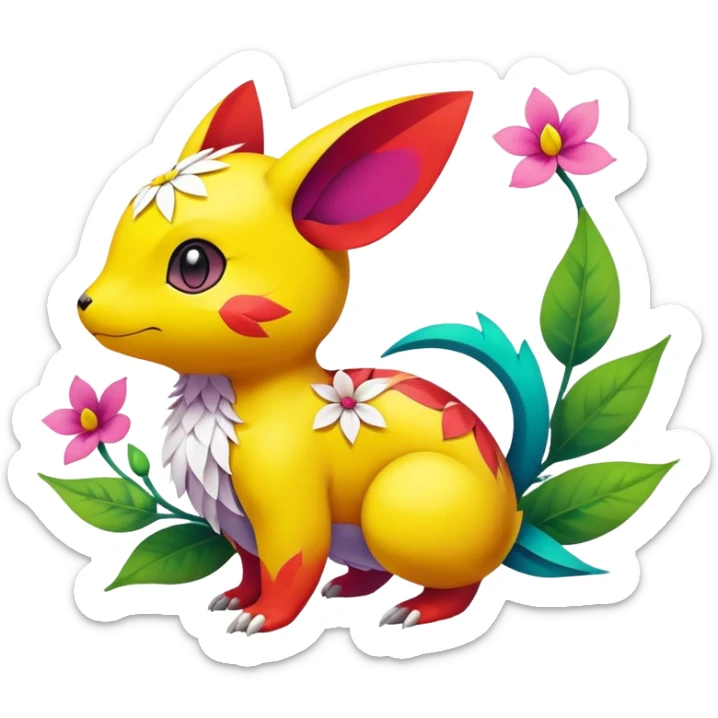 Colorful Floral Fakémon-Pokémon-anime-animal-creature sticker