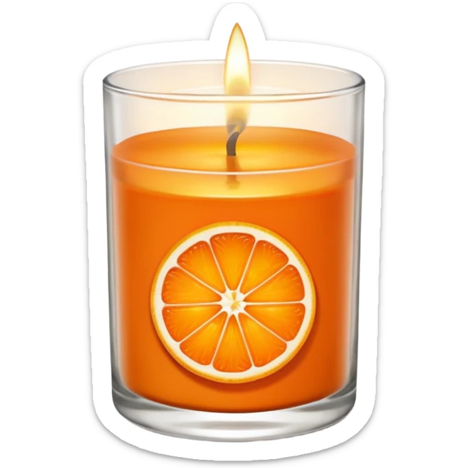 Citrus candle – orange wax in clear glass with slice of orange label sticker