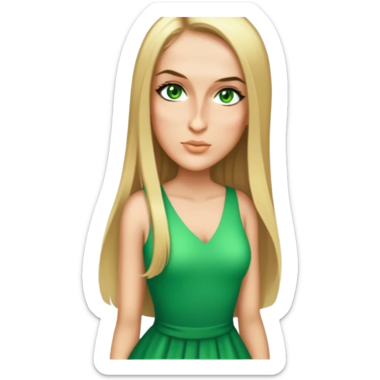 female, wearing a dress, long dark-blonde hair sticker