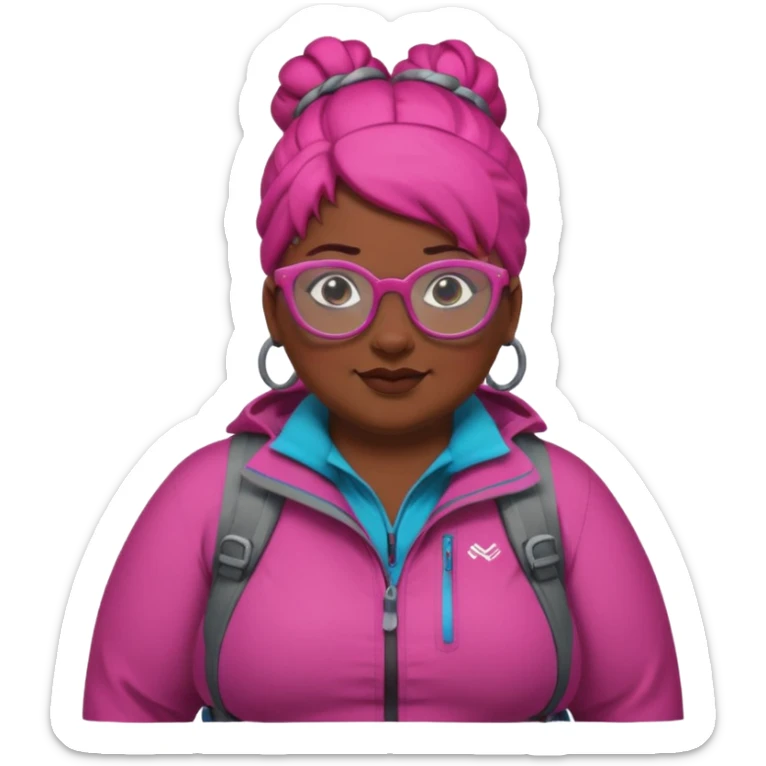 climber fat woman with dark pink bun hair and glassess sticker
