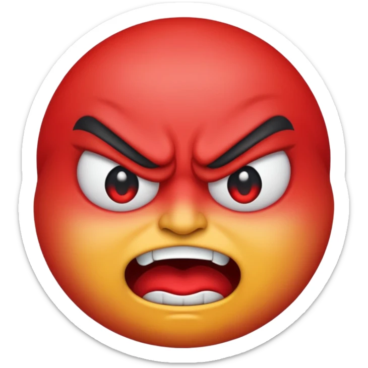 cartoon sticker of an angry emoji with a red face, colorful and cheerful, no text, suitable for WhatsApp and Instagram sticker