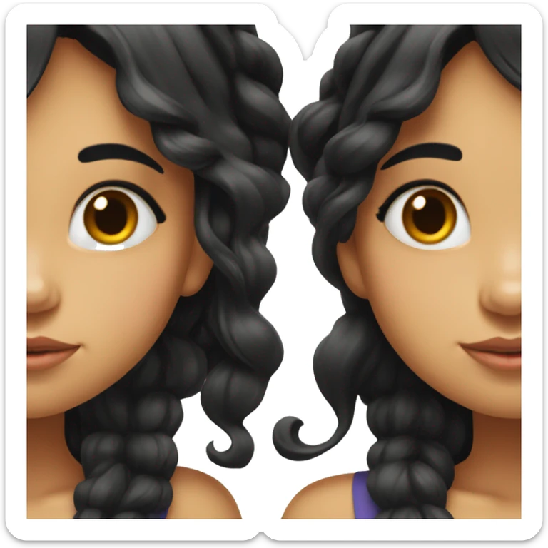 two girls kissing one with black hair the other one with black hair sticker