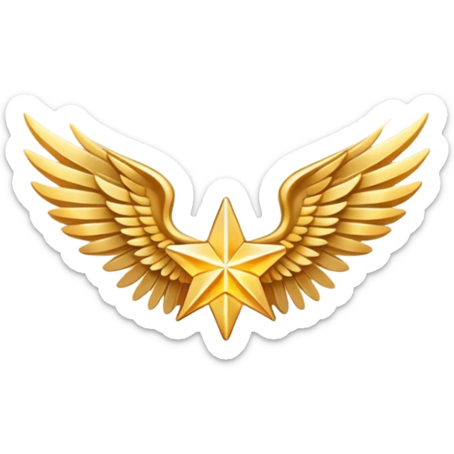 An image with wings on a star based on the star and wings of the basic emoji of the iPhone. sticker