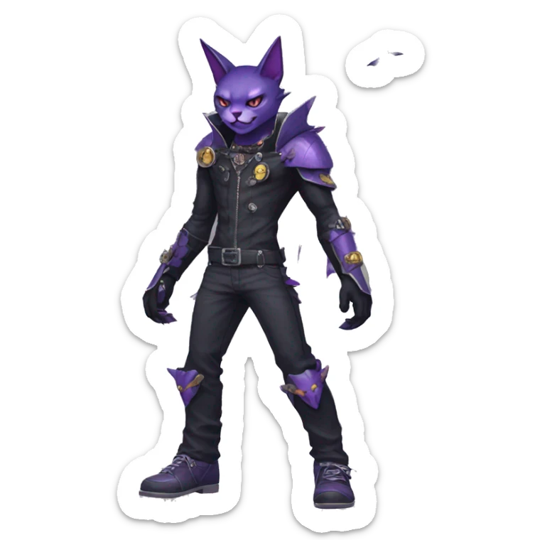 cool edgy black punk Purple nargacuga-bat-cat-Fakemon collar full body sticker
