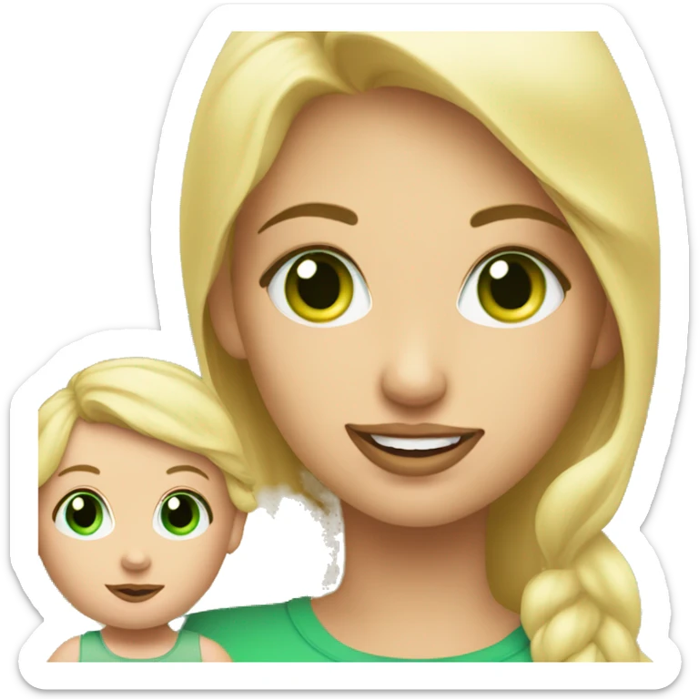 Blonde girl with green eyes taking her baby for a walk outside sticker