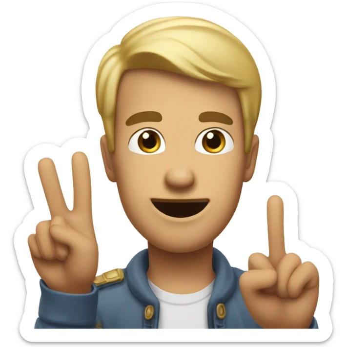 add a peace sign and make the man stick his tongue out in between the fingers of a peace sign  sticker