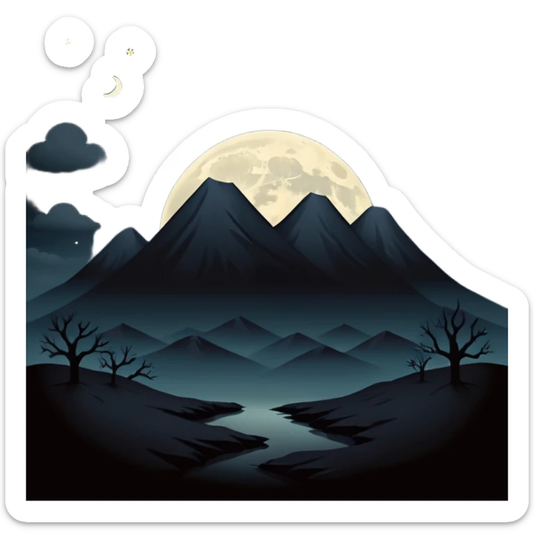 dark and eerie scene, the entire world covered in darkness. The sky is deep black with no stars or light, no moon, no glow just total void and silence. The atmosphere feels ominous and unsettling, as if darkness has swallowed everything. No characters, no visible light sources sticker