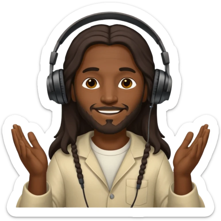 African American Jesus Christ  holding a pair of headphones sticker