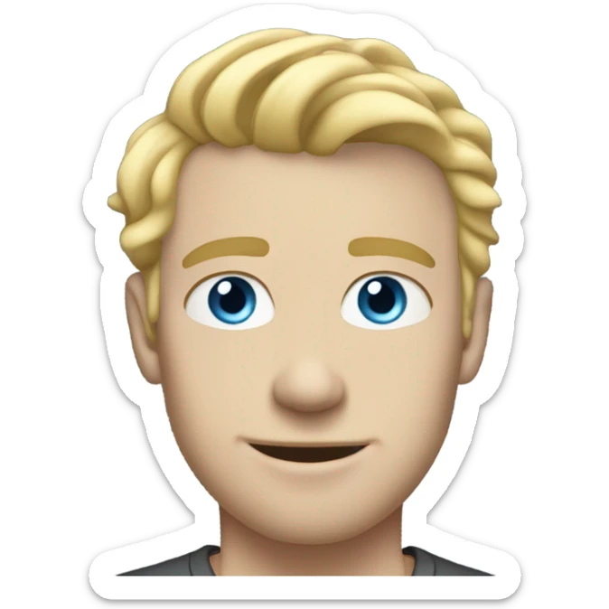 full body standing light curl blonde 30yo man blue eyed pale skin sticker