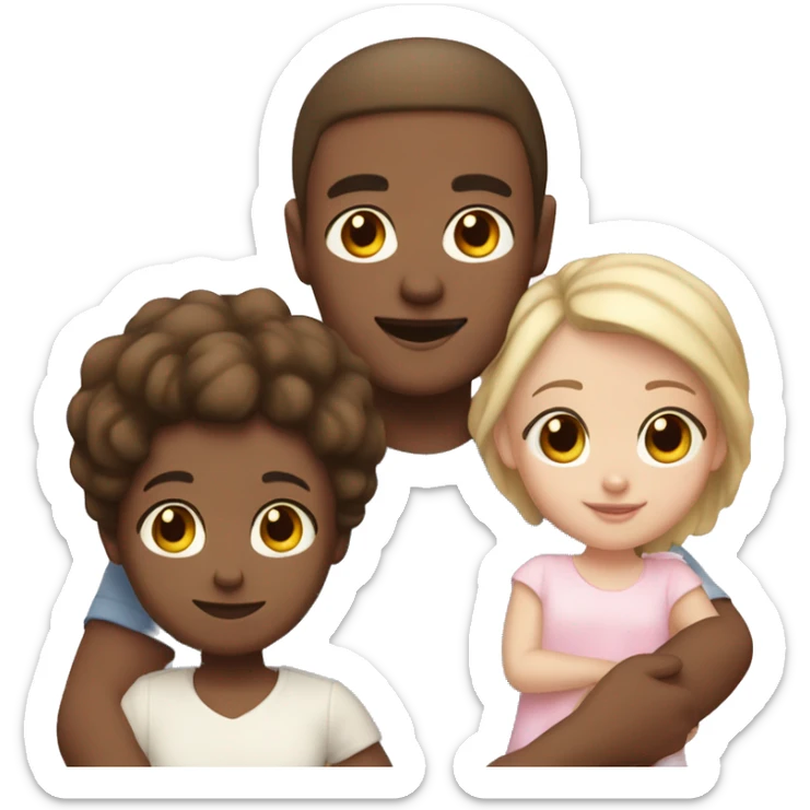 family of 3 with mom white skin dad light brown skin and white skin baby girl sticker