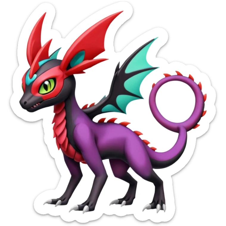 Colorful Cool Badass  Meloetta-Noibat-Noivern-Salandit-Guilmon-Darkrai-Pokémon-Fakémon-fusion-hybrid-creature sticker