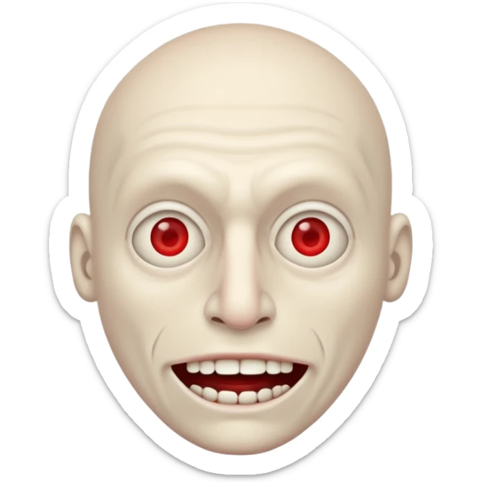 Creepy man with big mouth and no nose and ears no nose sticker