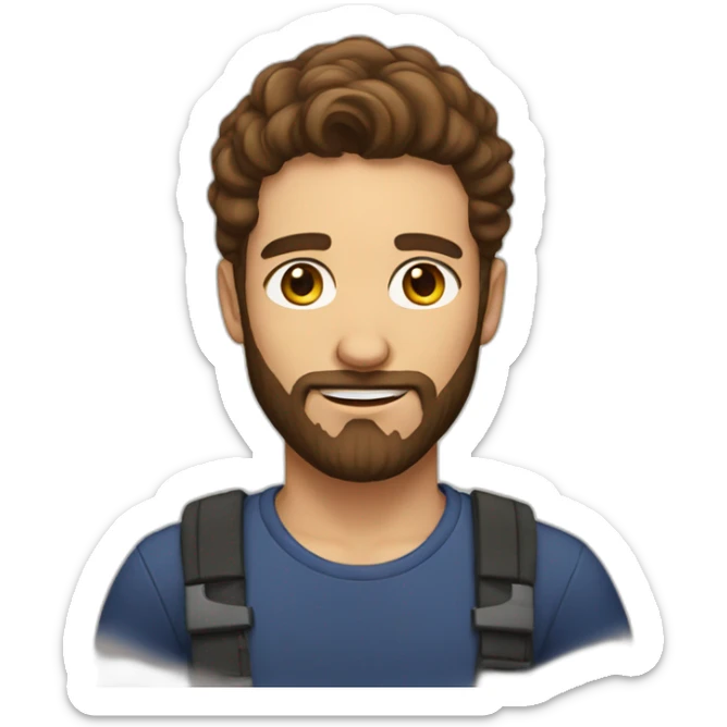 Man beard girl with brown hair sticker