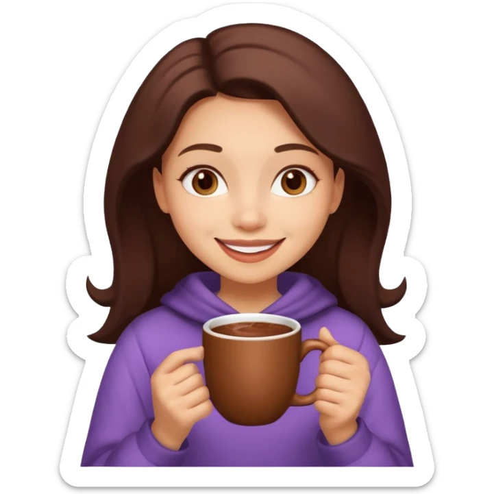 Home vibes, and girl with cacao in hands happy new year sticker