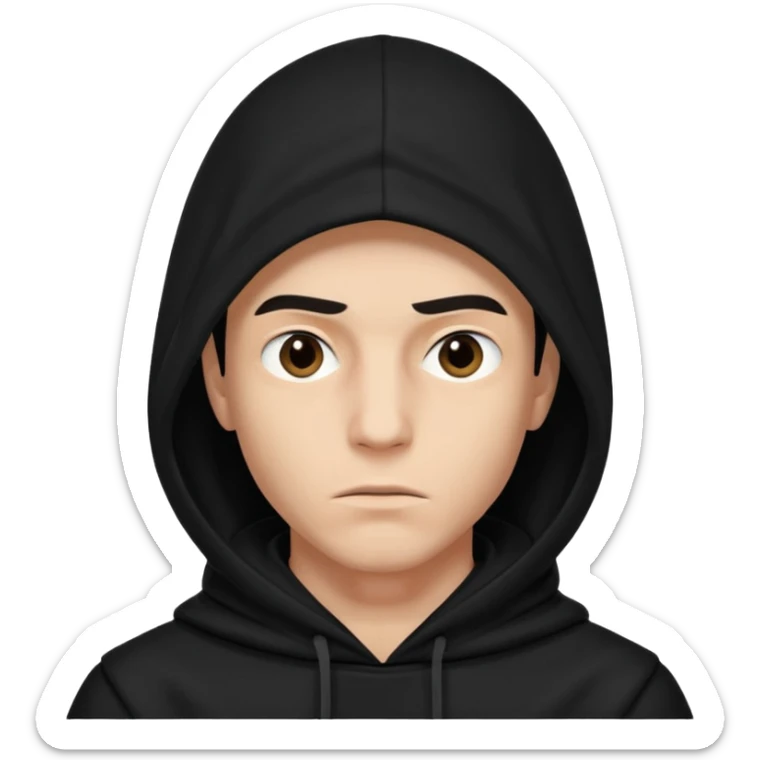 Un joven con una capucha negra que solo le deje ver los ojos y cejas sticker