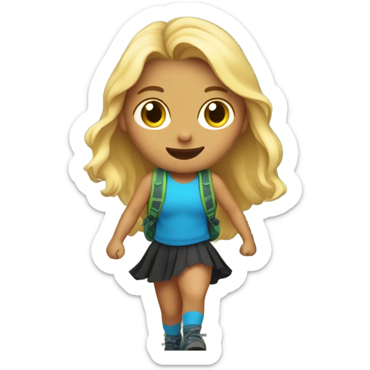 Girl hiking on mountain wearing tutu with blonde hair sticker
