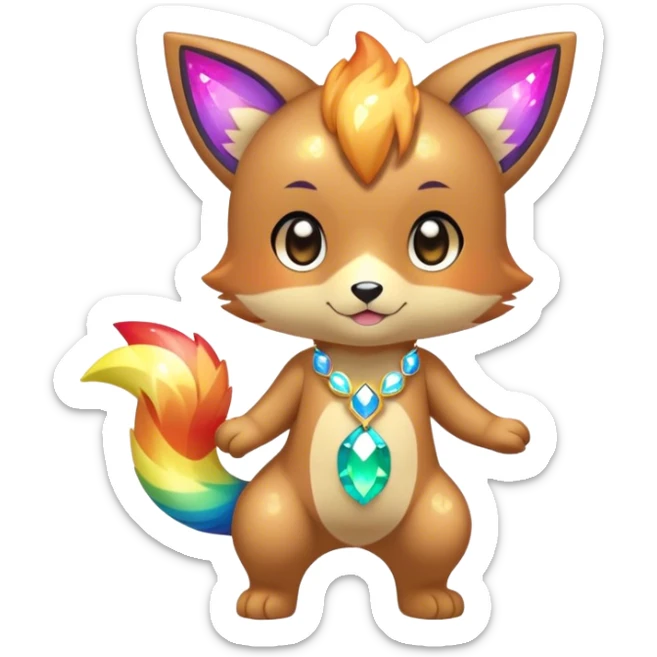 Cute Kawaii Chibi Anthro Sona Pretty Shiny Colorful Sparkly Fakemon Full Body sticker