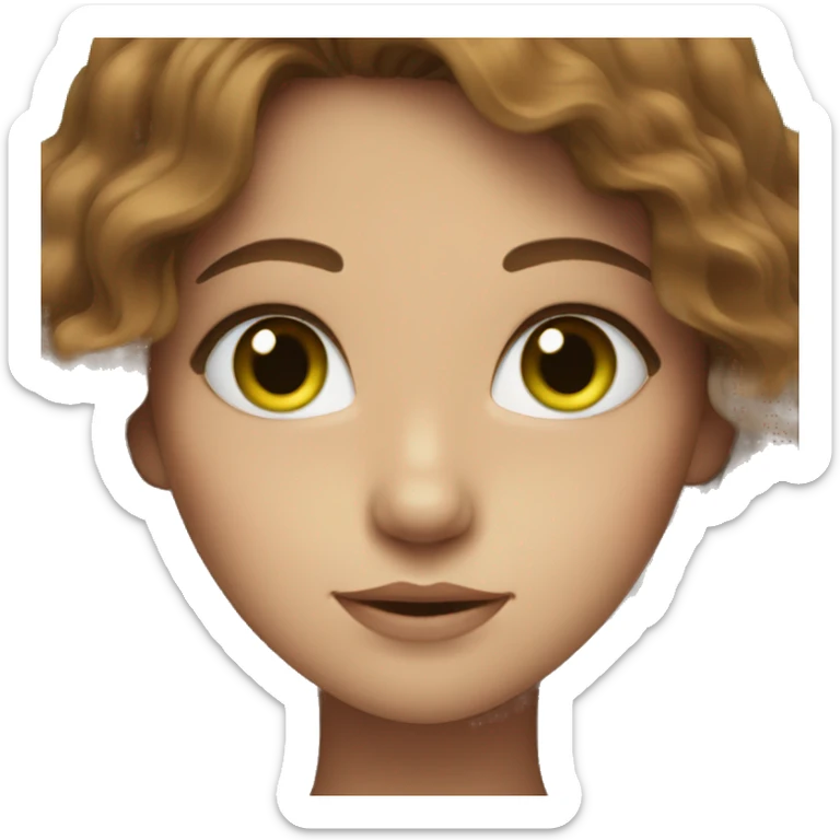 Girl with green eyes and brown wavy hair sticker