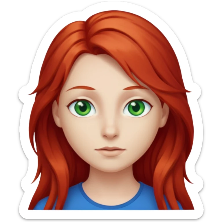Like the first but her eye green  and blue and her hair red that brolong herwn  sticker