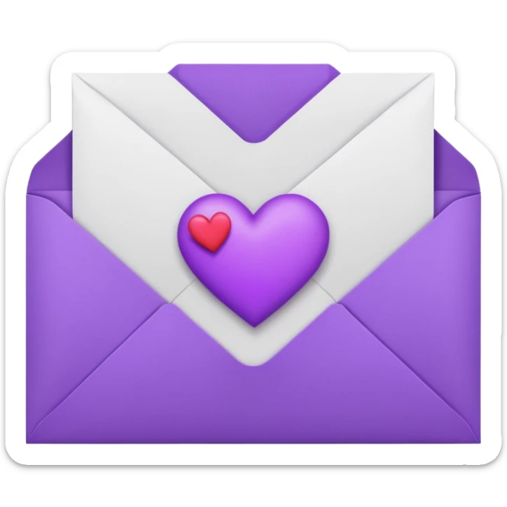 IOS's love letter emoji but with a purple heart instead of a red heart sticker