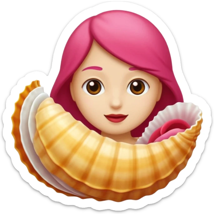 "Un emoji carino di una conchiglia di mare con una piccola rosa rossa su di essa, stile iOS". sticker