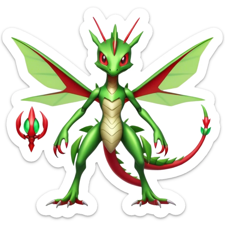  Cool cute Shiny Futuristic Ethereal Legendary Scizor-Flygon-Digimon-hybrid full body sticker