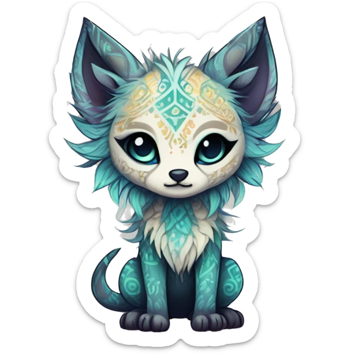 cute Kawaii edgy ethereal shy epic fantasy animal fursona Fionbri creature by griffsnuff & LiLaiRa & Falvie with exotic colors with intricate patterns full body sticker