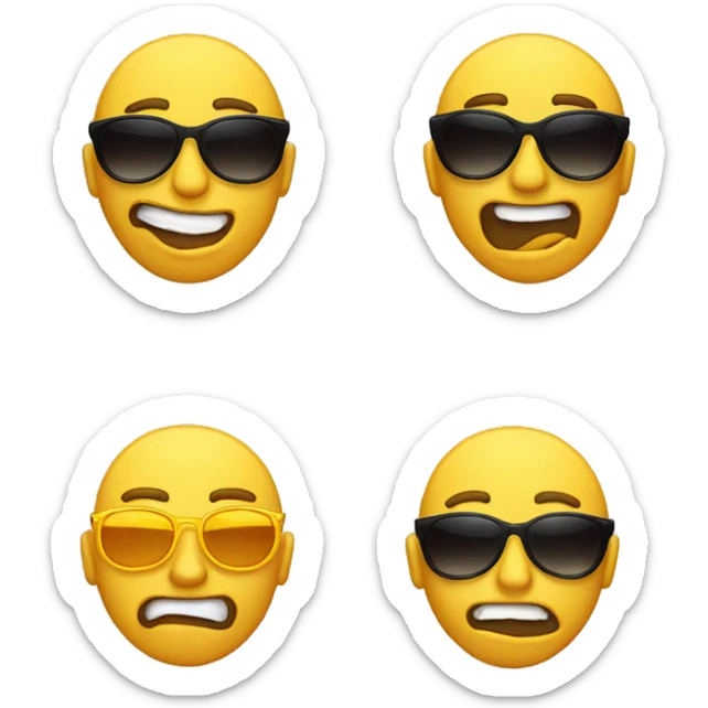 circle yellow emoji wearing Sunglasses raising one of his eye brow "Like the rock" and mewing "Sucking his mouth cheeks in" sticker