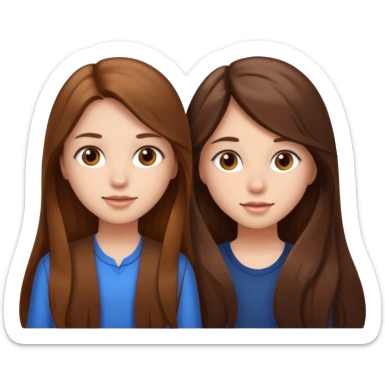 2 girls with long brown hair  sticker