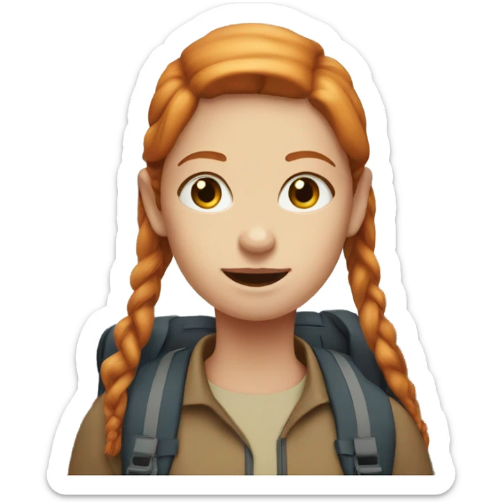 Ginger girl with straight hair and blue eyes On a hike sticker