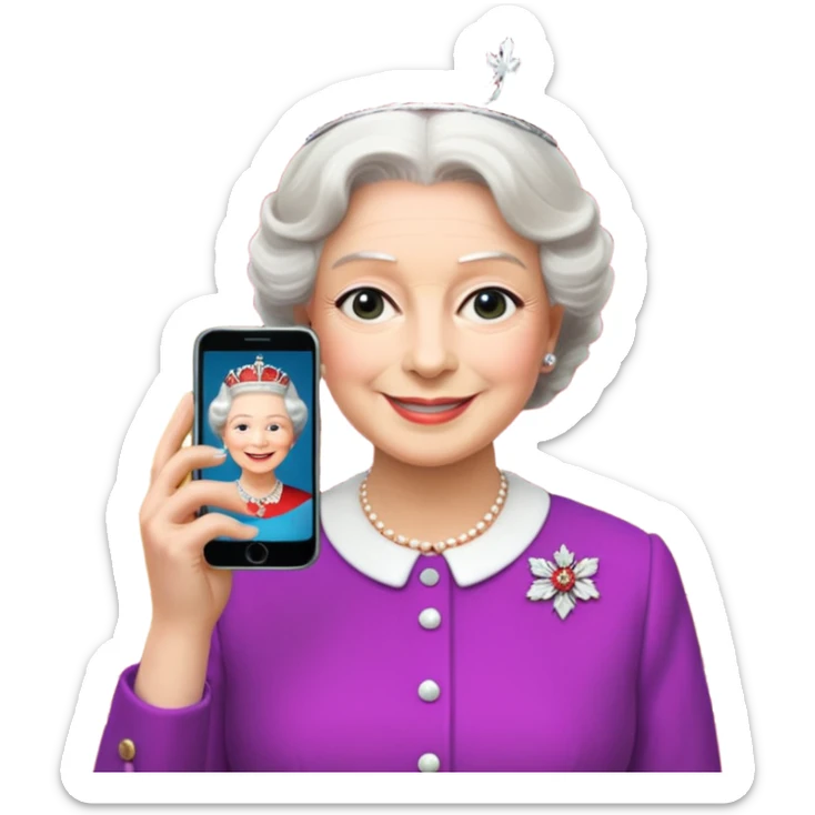 someone who's taking a photo in a room with with the wax figures of the queen elisabeth the II sticker