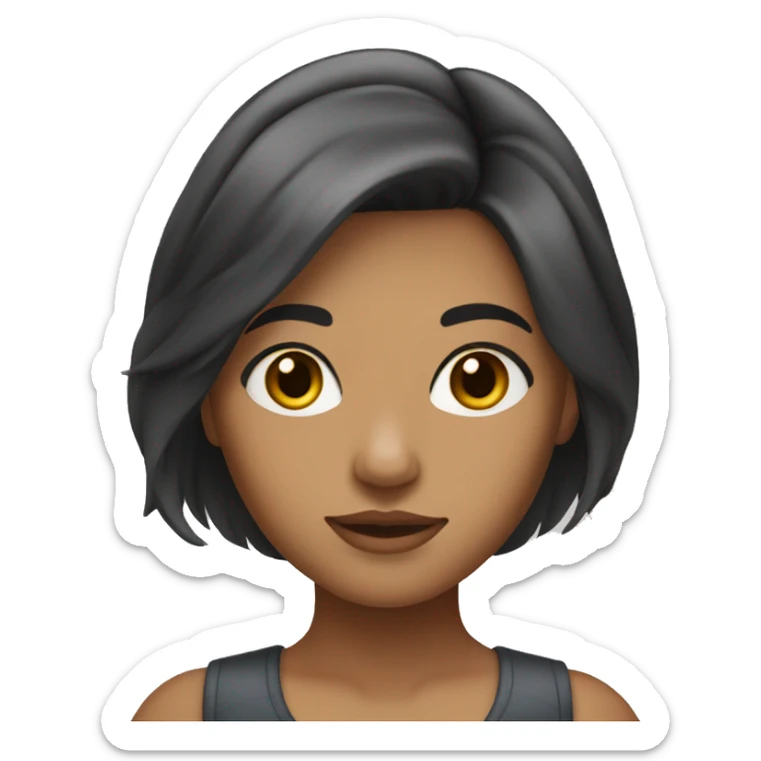 Girl with olive skin, brunette mid-length hair and hazel eyes sticker